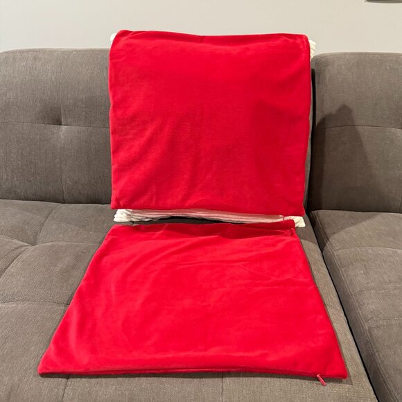 Pair Joy Applique Wool Holiday Square Christmas Pillow Covers by Living Quarters - Picture 3 of 6